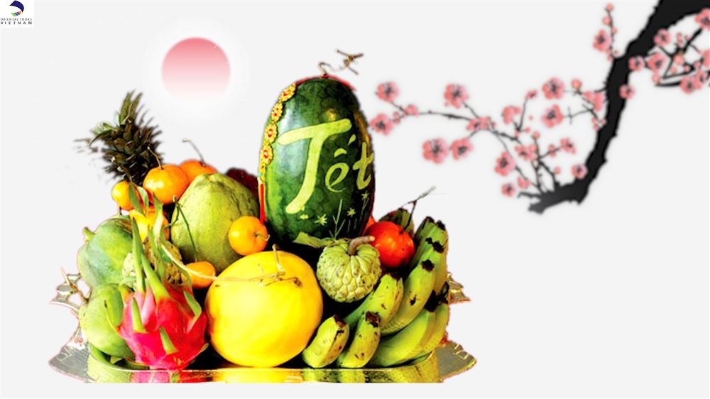 THE PLATE OF FIVE FRUITS IN VIETNAMESE NEW YEAR